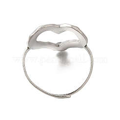 女性用304ステンレスリング  ハート  ステンレス鋼色  18x17mm  内径：18.5mm&nbsp;RJEW-S238-02P