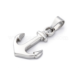 304ステンレスペンダント  チャームアンカー  ステンレス鋼色  30x21x3.5mm  穴：7.5x5mm&nbsp;STAS-U043-15P