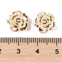 ABS プラスチック模造真珠  花  ゴールドライン入り  ホワイトスモーク  11.5x5mm  穴：1.5mm&nbsp;TACR-F009-10