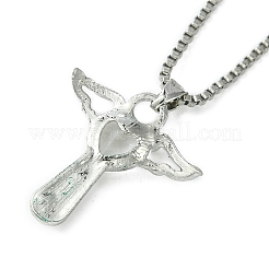 Cubic Zirconia Fairy with Heart Pendant Necklace with Box Chains&nbsp;NJEW-C004-01C