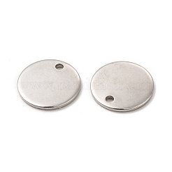 変色しにくい304ステンレススチールチャーム  空白タグのスタンプ  フラットラウンド  ステンレス鋼色  12x1mm  穴：1mm&nbsp;STAS-K112-01P