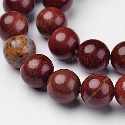 天然石レッドジャスパービーズ連売り  ラウンド  暗赤色  8~9mm  穴：1mm  約48個/連  14.8インチ&nbsp;G-D809-15-8mm