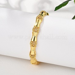 女性用真鍮バングル  竹  ラックめっき  ゴールドカラー  1/4インチ（0.8cm）  内径：2-3/8インチ（5.95cm）&nbsp;BJEW-D313-04G