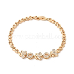 Brass Micro Pave Cubic Zirconia Link Chain Bracelets&nbsp;KK-R217-44G