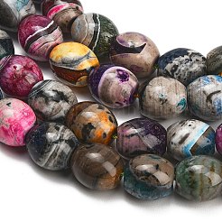 天然石瑪瑙ビーズ連売り  染め＆加熱  ドラムビーズ  ミックスカラー  16~18x14.5~17mm  穴：1.2~1.4mm  約23個/連  15.24''（38.7センチメートル）&nbsp;GG-L001-J01-03