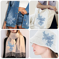 花の形のポリエステル刺繍、花のアップリケを縫い付ける  ウェディングドレスの縫製工芸品の装飾  チョンサム  コーンフラワーブルー  195x145x7mm&nbsp;LS-DIY-WH20032-60B