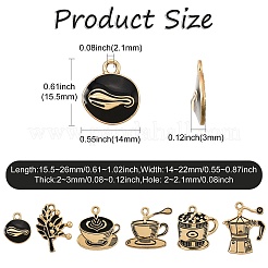 30個 6スタイル ブレンドコーヒー合金エナメルペンダント  ゴールドカラー  混合図形  15.5~26x14~22x2~3mm  穴：2~2.1mm  5個/スタイル&nbsp;ENAM-CJ0007-64