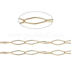 304ステンレススチール菱形リンクチェーン  溶接されていない  スプールで  ゴールドカラー  15x6.5x1mm  約32.81フィート（10m）/ロール&nbsp;CHS-C006-24G