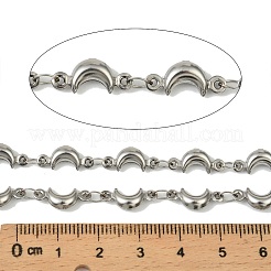304ステンレススチールのムーンリンクチェーン  スプールで  ハンダ付け  ステンレス鋼色  14x6x3.5mm&nbsp;CHS-A017-02A-P