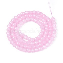 ジェイド風ガラスビーズ連売り  ラウンド  多面カット  パールピンク  4x3.5~4mm  穴：0.6~0.8mm  約94~99個/連  13.78~14.57''（35~37センチメートル）&nbsp;GLAA-T028-4mm-11E