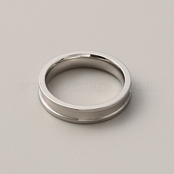 201ステンレススチール製溝付き指輪（女性用）  ステンレス鋼色  内径：16mm&nbsp;RJEW-WH0009-04A-P