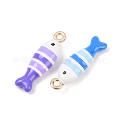 合金エナメルチャーム  魚のチャーム  ゴールドカラー  ミックスカラー  21x7x4mm  穴：1.4mm&nbsp;ENAM-A012-17B-G