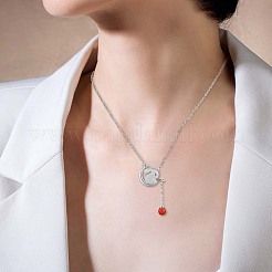 Anti-Tarnish Natural Hetian White Jade Bunny with Lantern Tassel Pendant Necklace&nbsp;JN1081A
