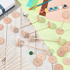 Schima Wood Unfinshed 100Pcs Wheel & 50Pcs Stick Sets&nbsp;DIY-OC0014-38A