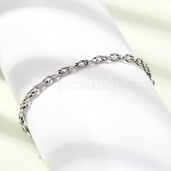 3mm 304ステンレススチール製ツイストオーバルリンクチェーンブレスレット（男女兼用）  変色なし  ステンレス鋼色  6.69インチ（17cm）&nbsp;SA-CBAB767-17A-P