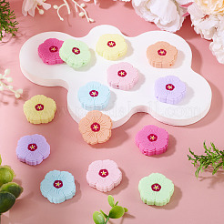 14個 7色フラワー 食品グレード 環境に優しいシリコンフォーカルビーズ  ミックスカラー  29~31x30~31x7~8mm  穴：2mm  2個/カラー&nbsp;SIL-TA0003-11