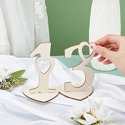 ポプラの木のテーブル番号  ホルダーベース付き  結婚式に最適  パーティー  イベントやケータリングの装飾  数1~20  キャメル  101~109x75~140mm  20個/セット&nbsp;WOOD-WH0112-97