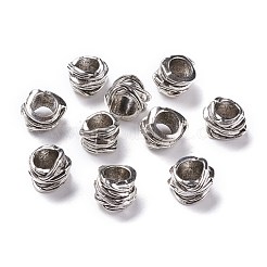 チベットスタイルの合金チューブバレルビーズ  大穴ビーズ  アンティークシルバー  11x15mm  穴：8mm  約270個/1000g&nbsp;TIBEB-LF11253YKG-AS-LF