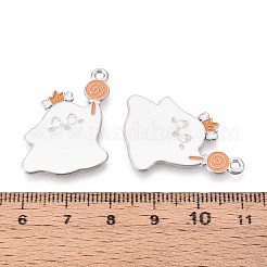 ハロウィンテーマアロイエナメルペンダント  プラチナ  ゴースト  29x20x1mm  穴：1.6~1.8mm&nbsp;ENAM-T022-54P-11