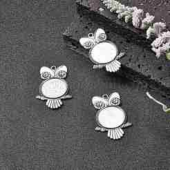 Tibetan Style Alloy Pendant Rhinestone Cabochon Settings&nbsp;TIBEP-4494-AS-FF