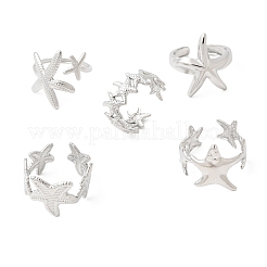 5Pcs 304 Stainless Steel Open Cuff Rings for Women&nbsp;RJEW-K313-10P