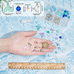 海をテーマにしたDIYブレスレット作りキット  合金イルカチャームスタッカブルブレスレット  ミックスカラー  19x19.5x3.5mm  穴：1.2mm&nbsp;DIY-SC0024-75