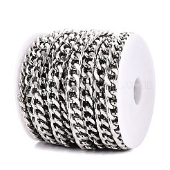 アルミキューバンリンクチェーン  溶接されていない  スプールで  プラチナ  14x10.5x3mm  約32.81フィート（10m）/ロール&nbsp;CHA-Q001-13P