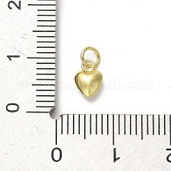 925スターリングシルバーペンダント  丸カン付きのふくらんだハートのチャーム  ゴールドカラー  7x5x3mm  穴：2mm&nbsp;STER-P057-07A-G