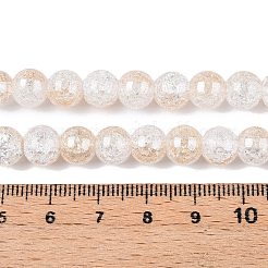 電気メッキクラックルガラスビーズ連売り  半分メッキ  ラウンド  桃パフ  8~8.5mm  穴：1~1.2mm  約50~51個/連  14.57~14.96インチ（37~38cm）&nbsp;X-EGLA-N014-8mm-02