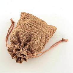 ポリエステル模造黄麻布包装袋巾着袋  ペルー  13.5x9.5cm&nbsp;ABAG-R004-14x10cm-03