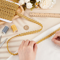 ポリエステル編み込みウェーブレースリボン  洋服アクセサリー  カーテン飾り  ゴールデンロッド  1/2インチ（12mm）  約14.76ヤード（13.5m）/カード&nbsp;SENE-WH0003-36A