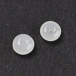 模造翡翠ガラスシードビーズ  丸い穴  ロンデル  ホワイトスモーク  4~4.5x2~2.5mm  穴：1mm  140個/セット&nbsp;SEED-Q038-01C