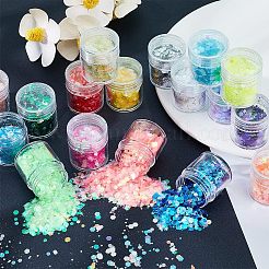 ペット ルミナス シャイニング ネイル アート グリッター  マニキュアスパンコール  キラキラネイルスパンコール  ミックスカラー  1~3mm&nbsp;MRMJ-WH0070-27