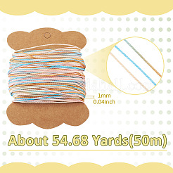 50mのグラデーションカラーワックスポリエステルコード  ラウンド  カラフル  1mm&nbsp;YC-TADJ0001-04A