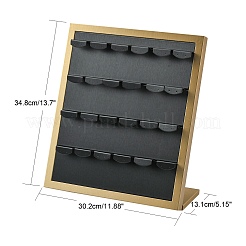 PUレザーのピアスディスプレイ  木で  ジュエリーディスプレイスタンド  ブラック  30.2x13.1x34.8cm&nbsp;EDIS-L003-02