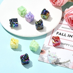 10Pcs UV Plating Iridescent Acrylic with Rhinestone Beads&nbsp;OACR-YW0003-69