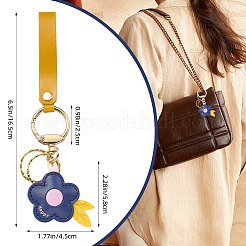 DIY 花模様のイミテーションレザーキーホルダー作りキット  合金留め具と鉄製スプリットキーリング付き  ブラック  165mm&nbsp;DIY-SZ0010-63A