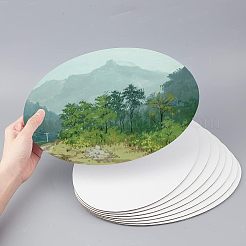 木とリネンの絵画のキャンバスパネル  空白の製図板  油絵具・アクリル絵具用  オーバル  ホワイト  20x30x0.3cm&nbsp;DIY-NB0001-72A