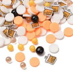 手作りのポリマークレイ製カボションとプラスチックビーズ  レジンクラフトやDIYプロジェクト用のポリマークレイスライス  混合図形  ミックスカラー  3~6.5x3~4.5x0.7~4mm&nbsp;PY-CBA6E6D-02