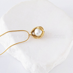 3Pcs Elegant Stainless Steel & Imitation Pearl Round Pendant Necklaces for Women&nbsp;EH7526-2