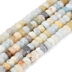 天然フラワーアマゾナイトビーズ連売り  ロンデル  多面カット  4x2~2.5mm  穴：0.7~1mm  約156~162個/連  14.76~15.16インチ（37.5~38.5cm）&nbsp;G-Q606-46A-10