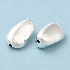 真鍮ビーズ  カドミウムフリー＆鉛フリー  豆  925銀メッキ  18x10.5x9mm  穴：1.6mm&nbsp;KK-M250-02S