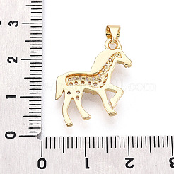 真鍮マイクロパヴェクリアキュービックジルコニアペンダント  馬のチャーム  18KGP本金メッキ  19.5x20x3mm  穴：3.5x5mm&nbsp;KK-T080-11G