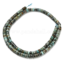 天然アフリカンターコイズ（ジャスパー）ビーズ連売り  ディスク  ヒシビーズ  4x2~2.5mm  穴：0.7mm  約158~160個/連  14.96''~15.16''（38~38.5センチメートル）&nbsp;G-Z110-A09-2x4mm