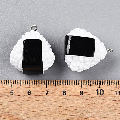 樹脂チャーム  プラチナメッキ鉄パーツ  模造食品  おにぎり  ホワイト  27~28x26~27x18mm  穴：2mm&nbsp;X-RESI-T028-22