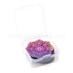 40Pcs 4 Style Ion Plating(IP) 201 Stainless Steel Filigree Joiners Links&nbsp;STAS-LS0001-51MC