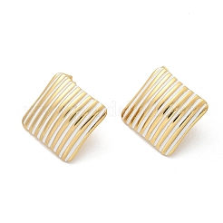 304ステンレススチールスタッドピアス  エナメル  ストライプ スクエア  ゴールドカラー  28x28mm&nbsp;LS-EJEW-A130-03A-G