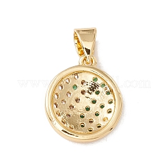 真鍮 マイクロパヴェ キュービックジルコニア チャーム リアル 18k ゴールドメッキ  カドミウムフリー＆鉛フリー  陰陽  シーグリーン  14x12x3mm  穴：3x4mm&nbsp;KK-G415-39G-03