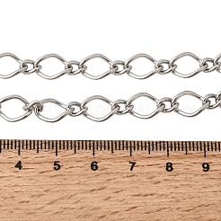 7.5mm 201ステンレススチールツイストオーバルリンクチェーンネックレス（ユニセックス）  変色しない  ステンレス鋼色  21.65インチ（55cm）&nbsp;NJEW-K302-18P