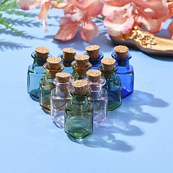 10Pcs 5 Colors Square Glass Cork Bottles Ornament&nbsp;GLAA-FS0001-72